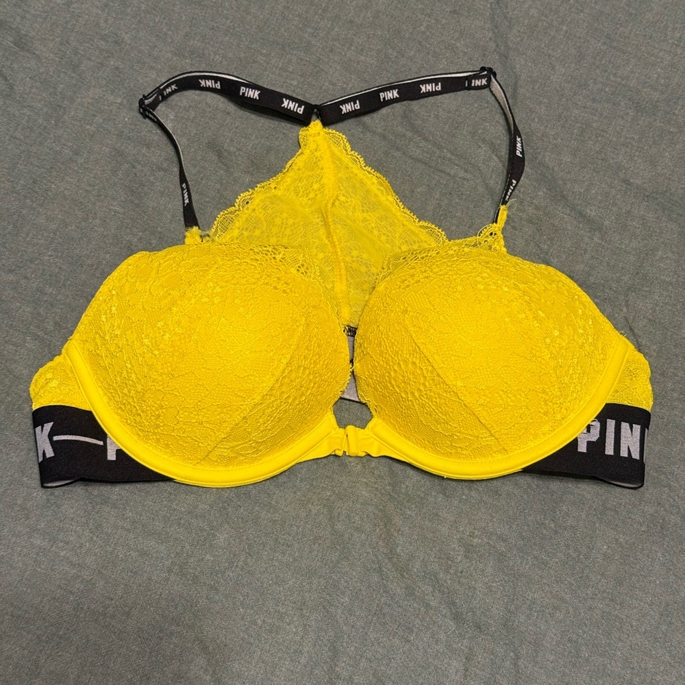 PINK Victoria's Secret Yellow Bra with Criss-Cross Straps